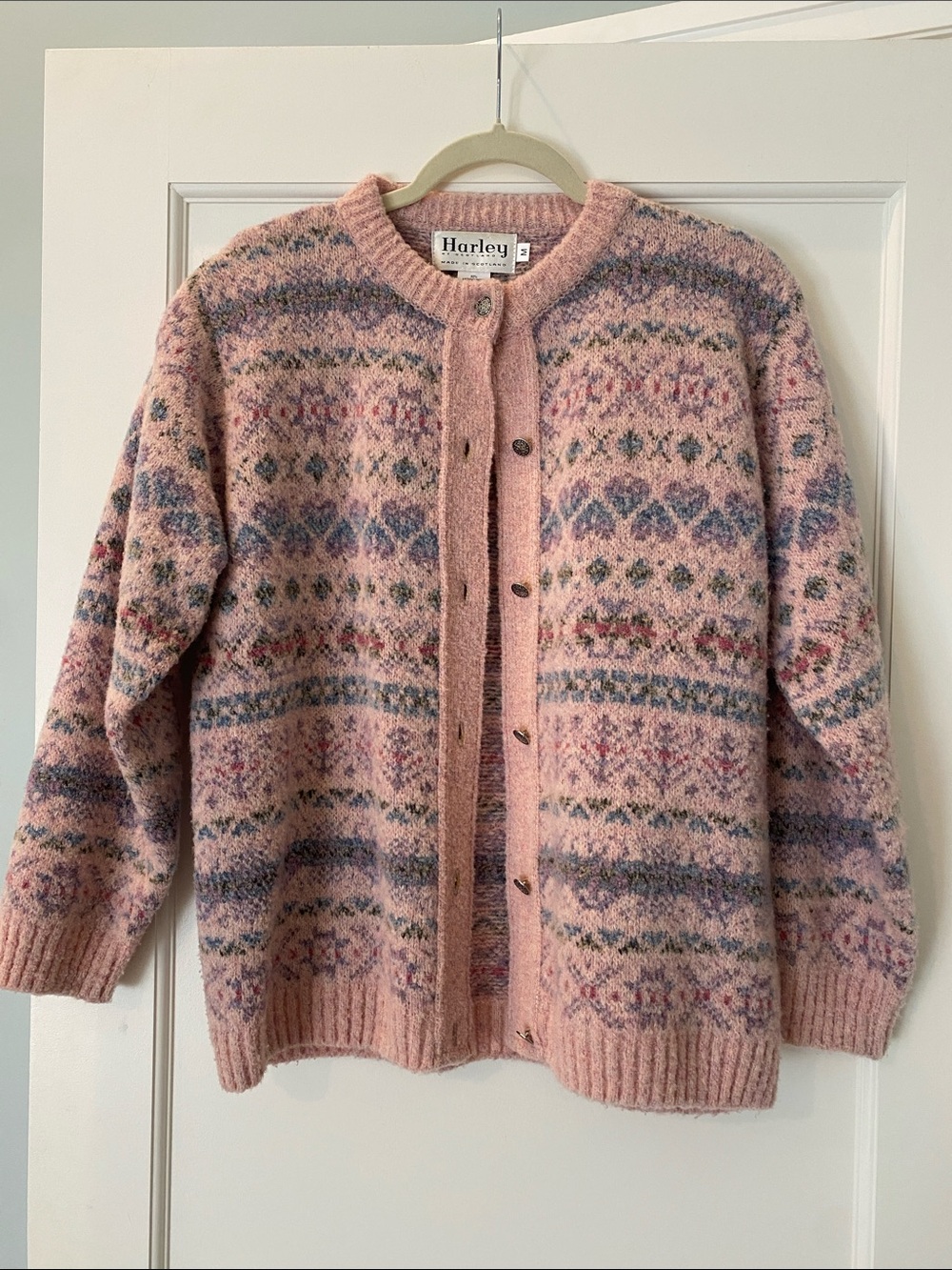 Harley Pink Fair Isle Button-Front Cardigan